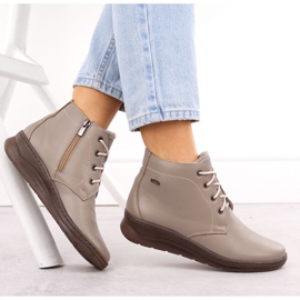 Botas cuña mujer cómodas invierno piel beige Helios 584 4