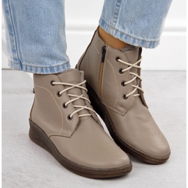 Botas cuña mujer cómodas invierno piel beige Helios 584 6