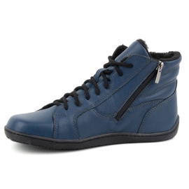 Olivier Zapatos de mujer minimalistas descalzos 1261 de piel de invierno, azul marino 3