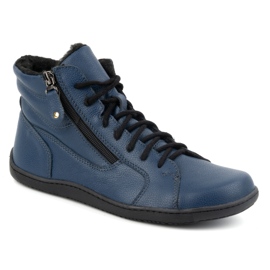 Olivier Zapatos de mujer minimalistas descalzos 1261 de piel de invierno, azul marino 4