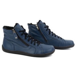 Olivier Zapatos de mujer minimalistas descalzos 1261 de piel de invierno, azul marino 5