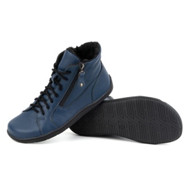 Olivier Zapatos de mujer minimalistas descalzos 1261 de piel de invierno, azul marino 6