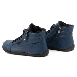 Olivier Zapatos de mujer minimalistas descalzos 1261 de piel de invierno, azul marino 7