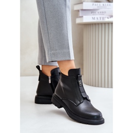Botas planas de piel cálidas negras Komisa negro 8