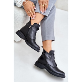Botas planas de piel cálidas negras Komisa negro 3