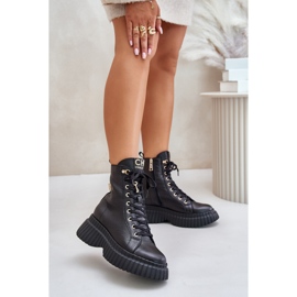 Botas De Piel Con Plataforma Con Cremallera Con Candado Decorativo CheBello 4517 Negro 1