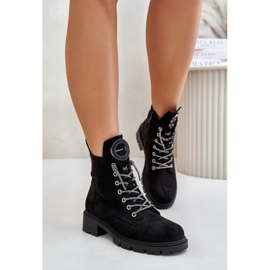 Botas de trabajador aisladas con cordones decorativos Vinceza 16465 Negro 3