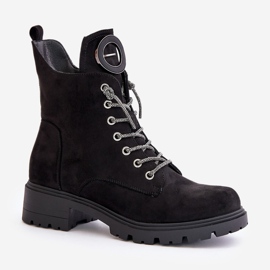 Botas de trabajador aisladas con cordones decorativos Vinceza 16465 Negro 4