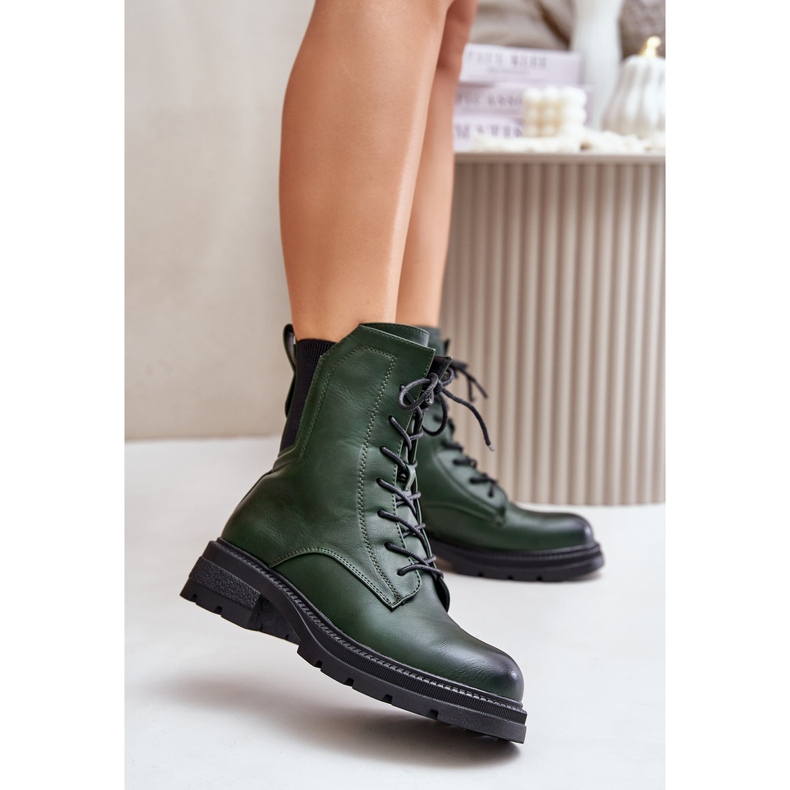 Jezzi Botas de trabajo aislantes con cremallera, verde Leairae 2