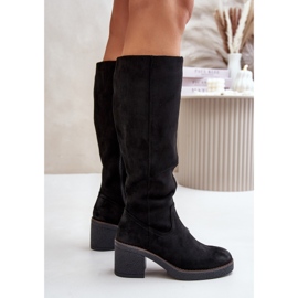 Jezzi Botas de tacón alto con aislamiento de ante ecológico, por encima de la rodilla, negro Leamirael 6