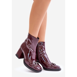 S.Barski Botas Tacón Charol, Cálidas, Con Decoración D&amp;A MR880-021 Burdeos rojo 1