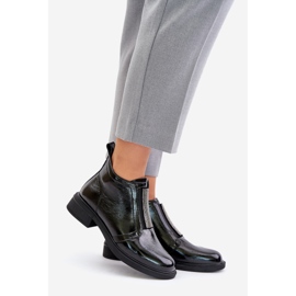 S.Barski Botines Bajos De Piel Charol Con Adorno Cremallera D&amp;A MR880-142 Negro 1