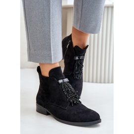Botas Bajas Aislantes Con Adorno Cremallera S.Barski HY42-715 Negro 3