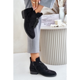 Botas Bajas Aislantes Con Adorno Cremallera S.Barski HY42-715 Negro 6