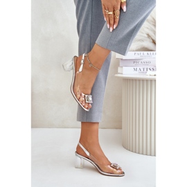 S.Barski Sandalias Transparentes Con Broche En Tacón Alto D&amp;A MR42-031 Plata 4