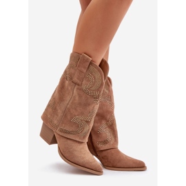 Botas Cowboy Media Pierna Decoradas Y Tacón Alto S.Barski HY42-153 Camel beige 5