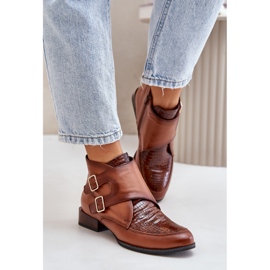 Botines Tacón Bajo Piel Con Hebillas Maciejka 06696-02 Marrón 3