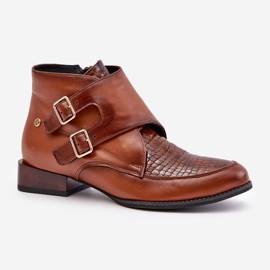 Botines Tacón Bajo Piel Con Hebillas Maciejka 06696-02 Marrón 4