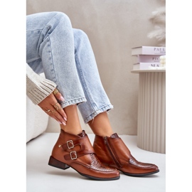 Botines Tacón Bajo Piel Con Hebillas Maciejka 06696-02 Marrón 8