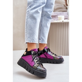 Deportivas de Piel con Plataforma Maciejka 06767-15 Fucsia negro 2