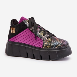 Deportivas de Piel con Plataforma Maciejka 06767-15 Fucsia negro 4