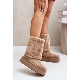 Botas de nieve con plataforma Lisonea beige y parte superior vuelta 2
