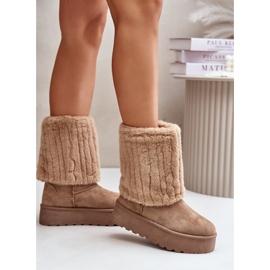 Botas de nieve con plataforma Lisonea beige y parte superior vuelta 3