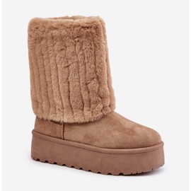 Botas de nieve con plataforma Lisonea beige y parte superior vuelta 4