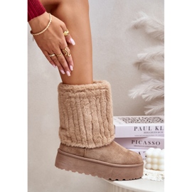 Botas de nieve con plataforma Lisonea beige y parte superior vuelta 5
