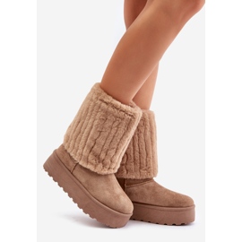 Botas de nieve con plataforma Lisonea beige y parte superior vuelta 1