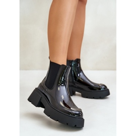 Botines aislantes de charol con cremallera, Negro Jesschris 2