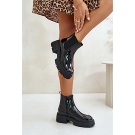 Botines aislantes de charol con cremallera, Negro Jesschris 4