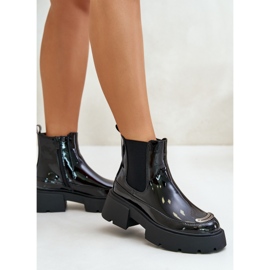 Botines aislantes de charol con cremallera, Negro Jesschris 3