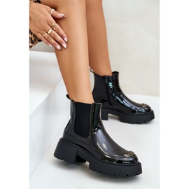 Botines aislantes de charol con cremallera, Negro Jesschris 7