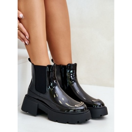 Botines aislantes de charol con cremallera, Negro Jesschris 8