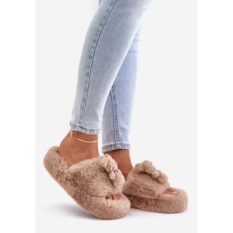 Pantuflas De Mujer Beige Con Osito De Peluche Rumania 1