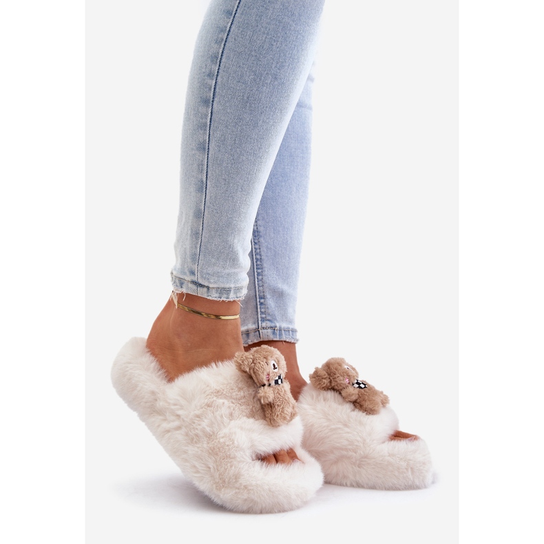 Pantuflas De Mujer Beige Con Osito De Peluche Rumania 1