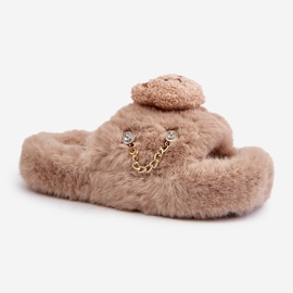 Pantuflas de mujer Innalise beige con osito y elementos decorativos 4