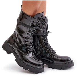 Botines Worker Aislantes De Charol Con Decoración, Negro Kelilea 10