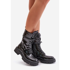 Botines Worker Aislantes De Charol Con Decoración, Negro Kelilea 1