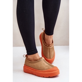 Botas de nieve con plataforma y parte superior baja para mujer Camel Izamine marrón 5