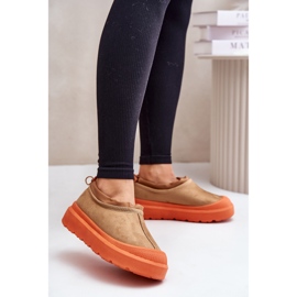 Botas de nieve con plataforma y parte superior baja para mujer Camel Izamine marrón 3