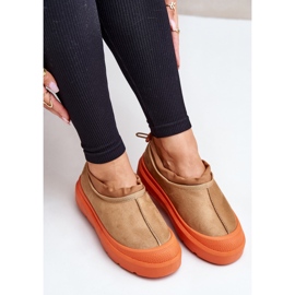 Botas de nieve con plataforma y parte superior baja para mujer Camel Izamine marrón 8