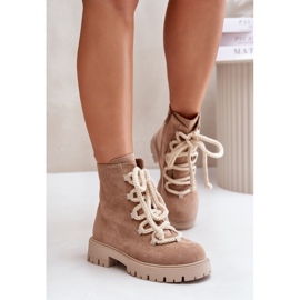 Botas aislantes de ante ecológico con cremallera, Beige Caellita 3