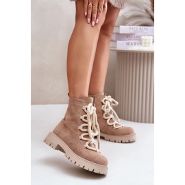 Botas aislantes de ante ecológico con cremallera, Beige Caellita 2
