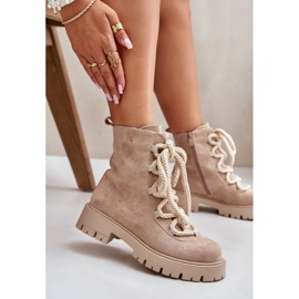 Botas aislantes de ante ecológico con cremallera, beige claro Caellita 15