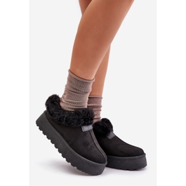 Botas de nieve bajas con piel en la plataforma, Eco Suede, Black Neathoria negro 1