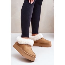 Botas de nieve con parte superior baja con piel en la plataforma Eco Suede Camel Neathoria marrón 3