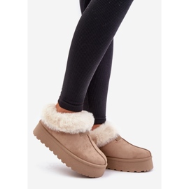 Botas de nieve con parte superior baja con piel en la plataforma Eco Suede Dark Beige Neathoria 1