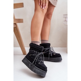 Botas de nieve negras con plataforma Izathiel y cordones negro 2